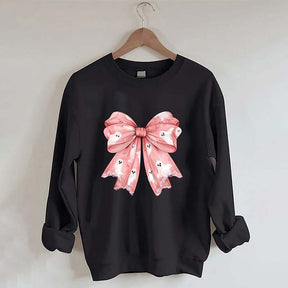 Pink Ghost Bow Coquette Halloween Sweatshirt