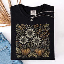 Comfort Colors Pumpkin Sunflower Floral Fall T-Shirt
