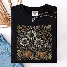 Comfort Colors Pumpkin Sunflower Floral Fall T-Shirt