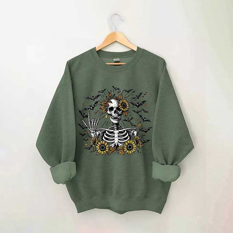 Spooky Skeleton Sunflowers Sweatshirt