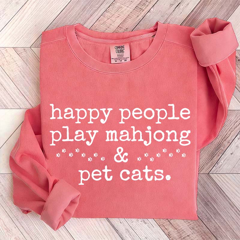 Happy People Play Mahjong & Pet Cats Sweatshirt