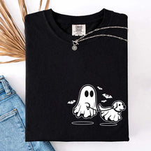 Ghost Dog And Bat Halloween T-Shirt