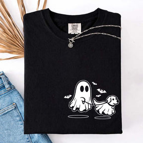 Ghost Dog And Bat Halloween T-Shirt