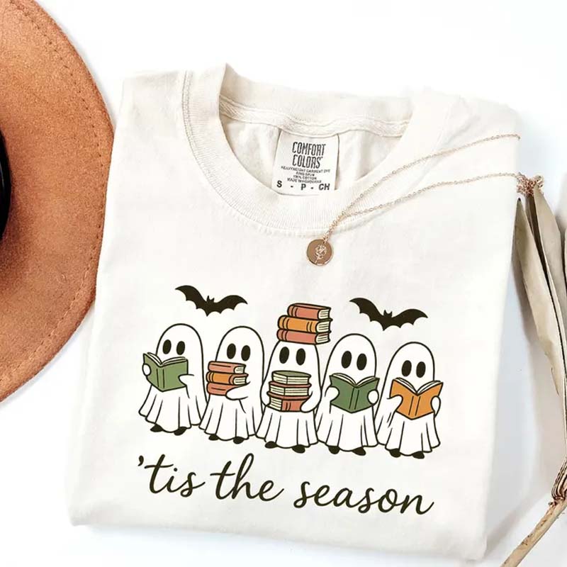 §³ute Ghosts Reading Books T-Shirt