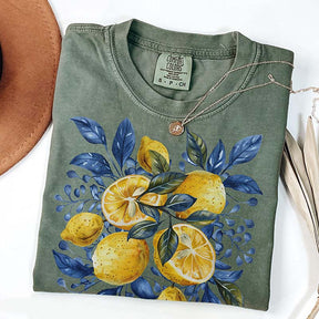 Blue Toile Citrus Botanical Lemon T-Shirt