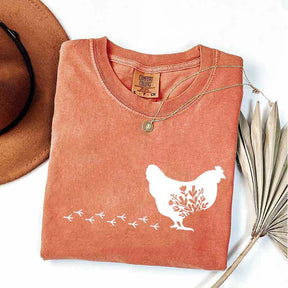 Floral Chicken Farm Animal T-Shirt