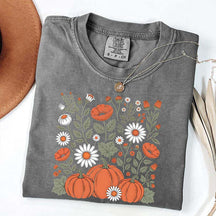Vintage Pumpkin Floral Retro Autumn Flowers T-Shirt