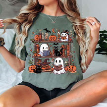 Comfort Colors Ghost Reading Cat T-Shirt
