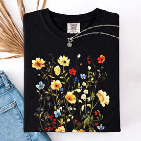 Delicate Floral Print Botanical T-Shirt