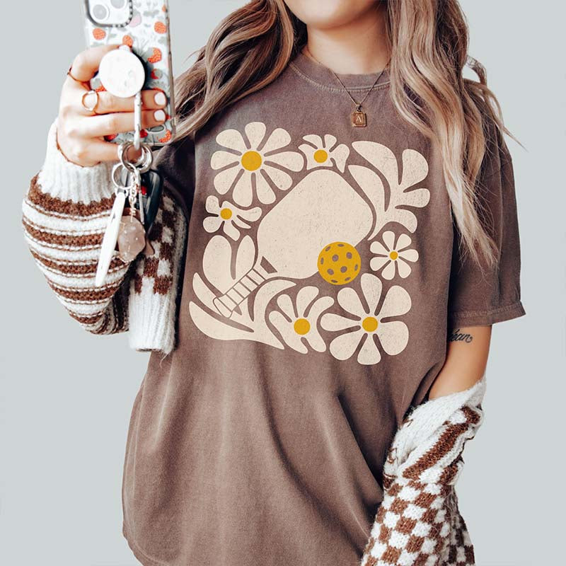 Comfort Colors Pickleball Floral Boho T-Shirt