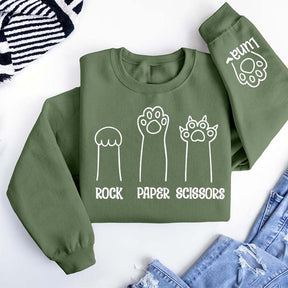 Custom Rock Paper Scissors Cat Paw Sweatshirt