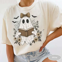 Coquette Lace Ghost Reading T-Shirt