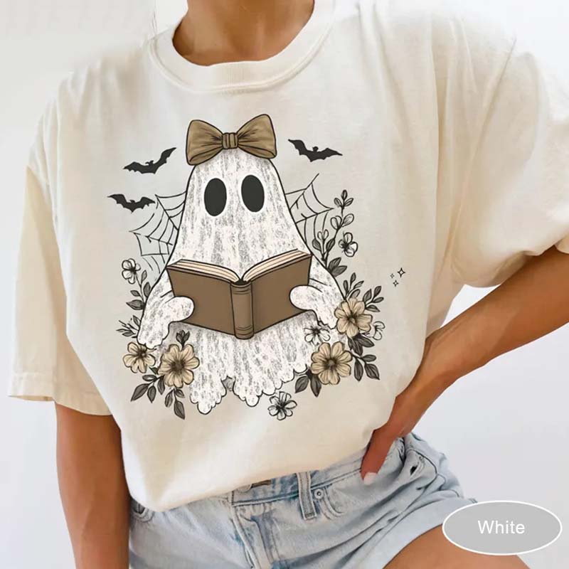Coquette Lace Ghost Reading T-Shirt