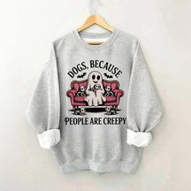 Retro Dogs Because People are Creepy Halloween Sweatshirt