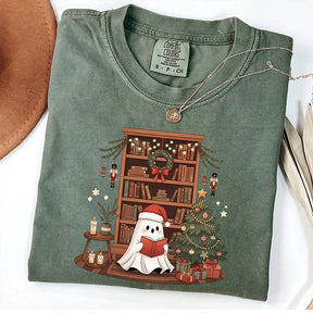 Comfort Colors Cute Ghost Reading Book Christmas T-Shirt