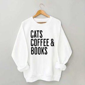 Cats Coffee And Books Sweatshirt