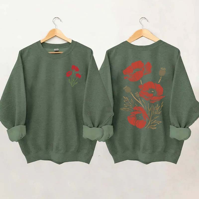 Red Poppies Floral Sweatshirt