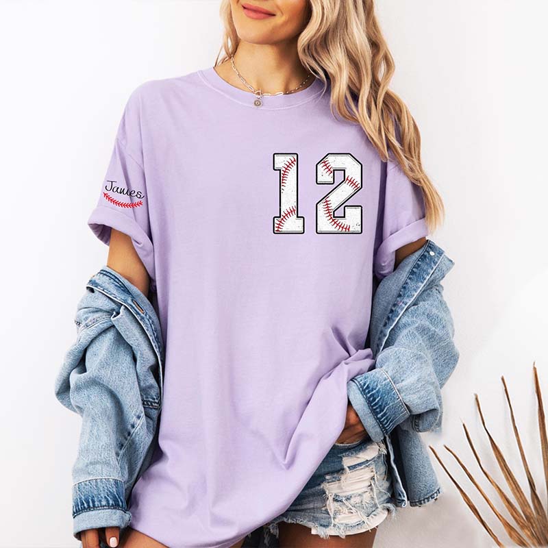 Custom Cute Baseball Number and Name T-Shirt