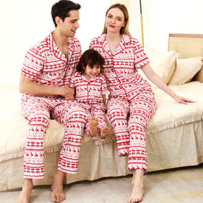 Family Matching Red Print Family Pajamas Set