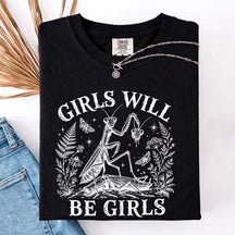 Girls Will Be Girls Praying Mantis Botanical T-Shirt