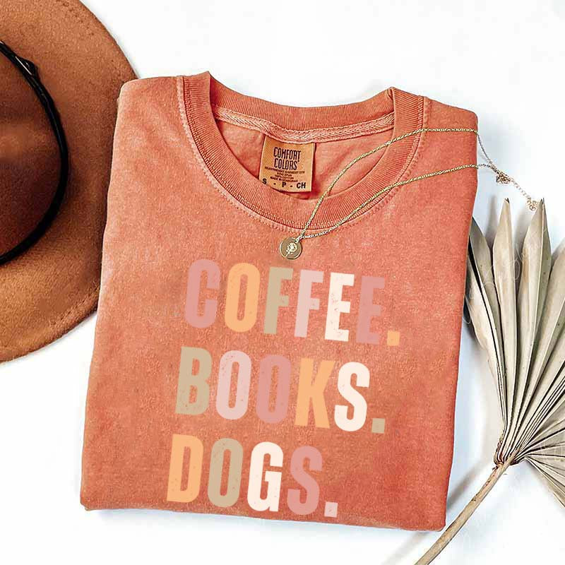 Coffee Books Dogs T-Shirt