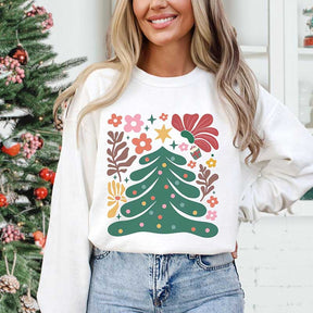 Floral Boho Christmas Tree Comfort Colors Sweatshirt