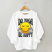 Do Yoga Be Happy Retro Face Fun Sweatshirt