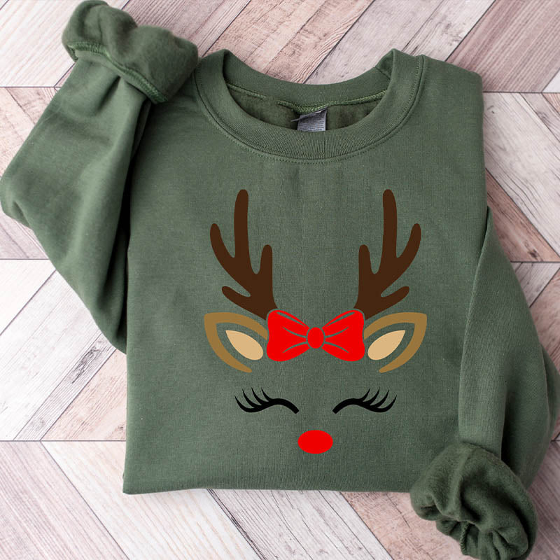 Reindeer Face Christmas Sweatshirt