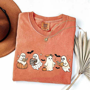 Trendy Halloween Ghosts Reading T-Shirt
