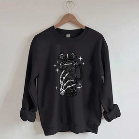 Black Coquette Bow Skeleton Sweatshirt