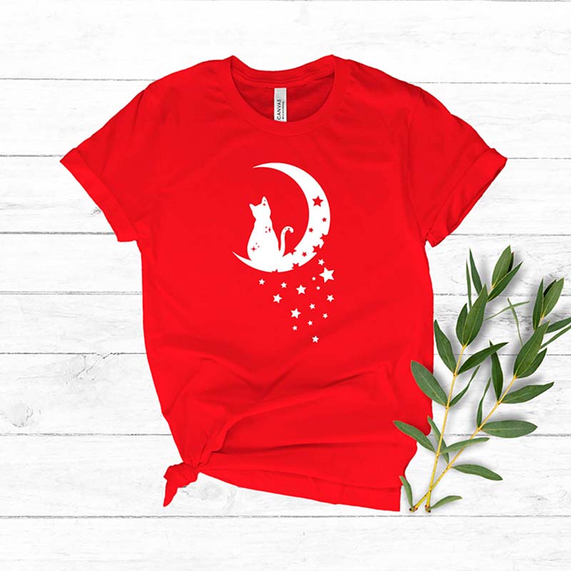 Floral Moon Cat T-Shirt