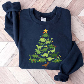 Dinosaur Christmas Tree Xmas Sweatshirt