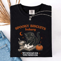 Kitty Biscuits Spooky Season Black Cat Halloween T-Shirt