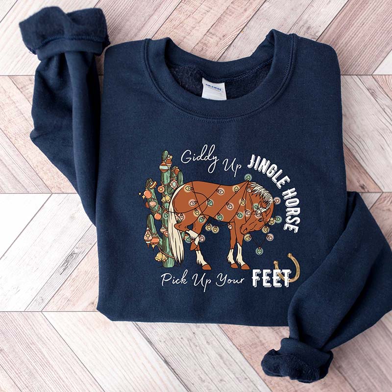 Cowboy Howdy Country Christmas Horse Sweatshirt