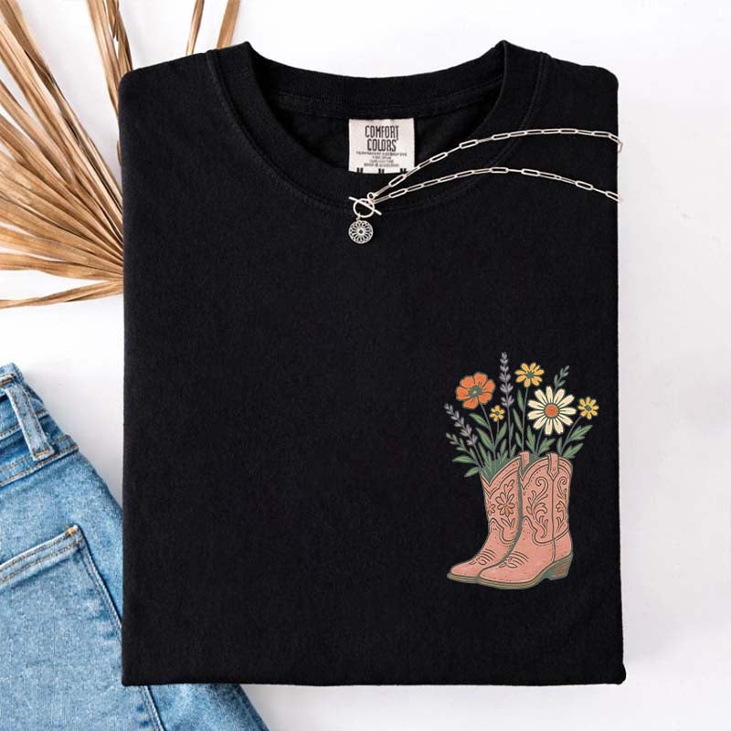 Cowgirl Boots Wildflowers T-Shirt