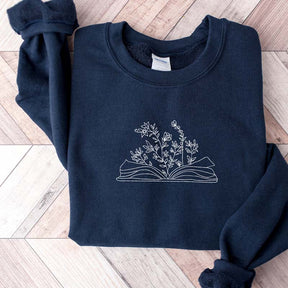 Minimalist Wildflower Book Sweatshirt