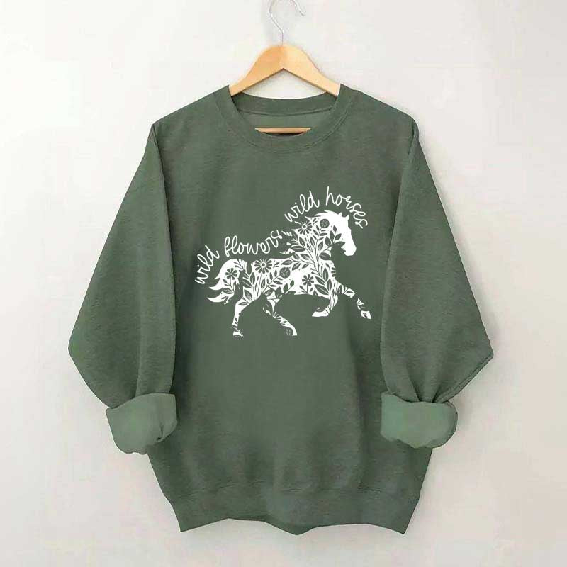 Wild Horses Graphic Vintage Western Country Sweatshirt