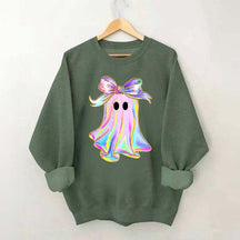 Sparkly Bow Rainbow Ghost Sweatshirt