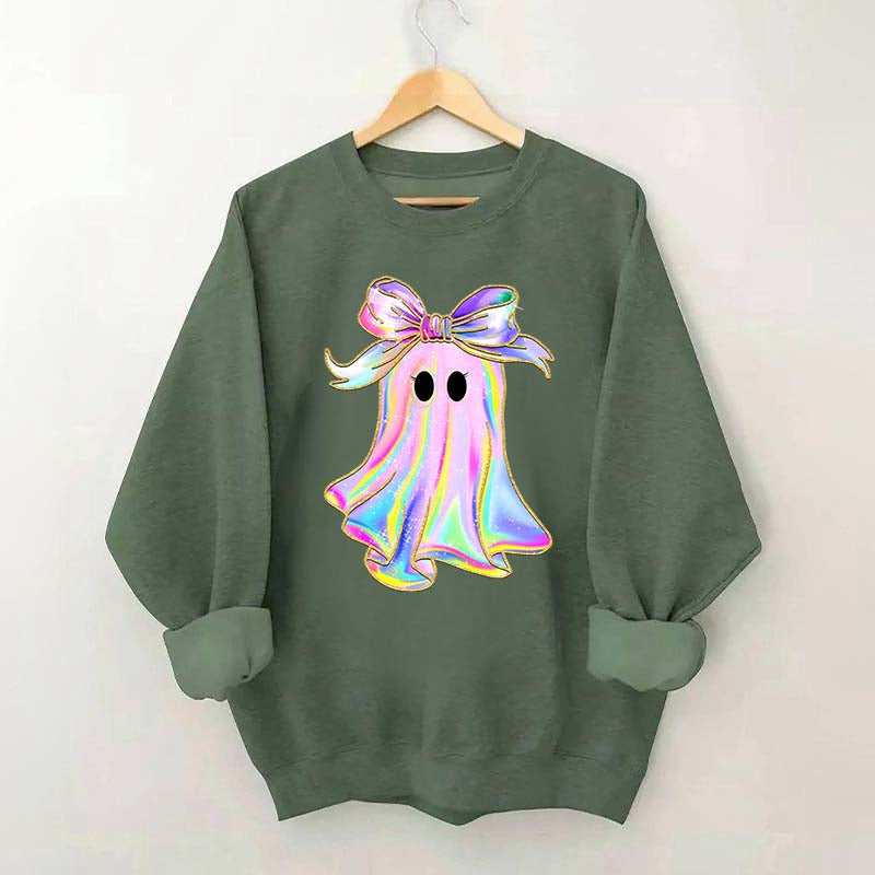 Sparkly Bow Rainbow Ghost Sweatshirt