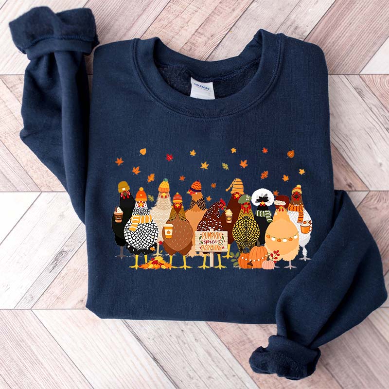 Humorous Fall Chickens Sweatshirt