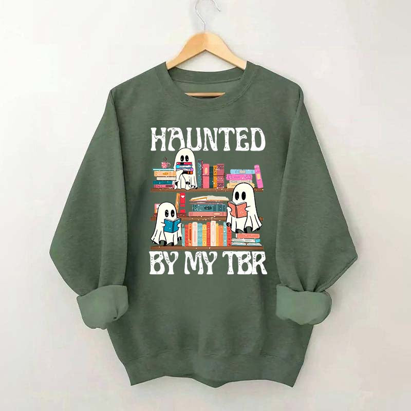 Haunted By My TBR Cute Ghost Reading Books Sweatshirt