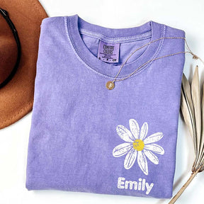 Comfort Colors Custom Name Daisy T-Shirt