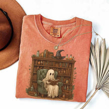 Retro Ghost Reading Books T-Shirt