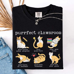 Funny Teacher Cat Book T-Shirt