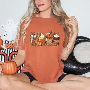 Fall Coffee Pumpkin Latte Halloween T-Shirt