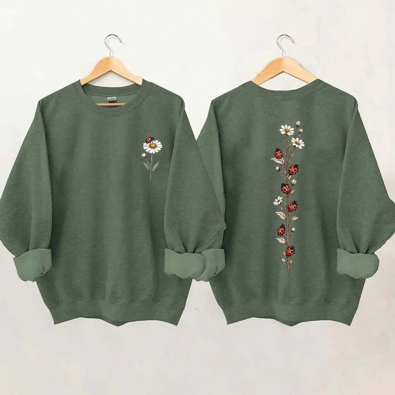 Vintage Ladybug Floral Sweatshirt