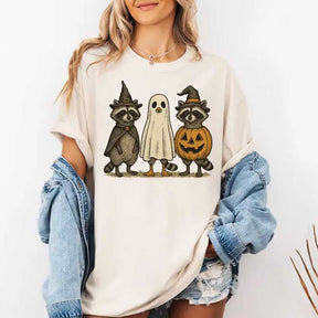 Boo Ghost Raccoon Autumn Halloween T-Shirt