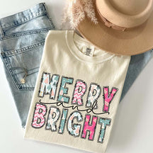 Merry and Bright Christmas Mommy and Me T-Shirt