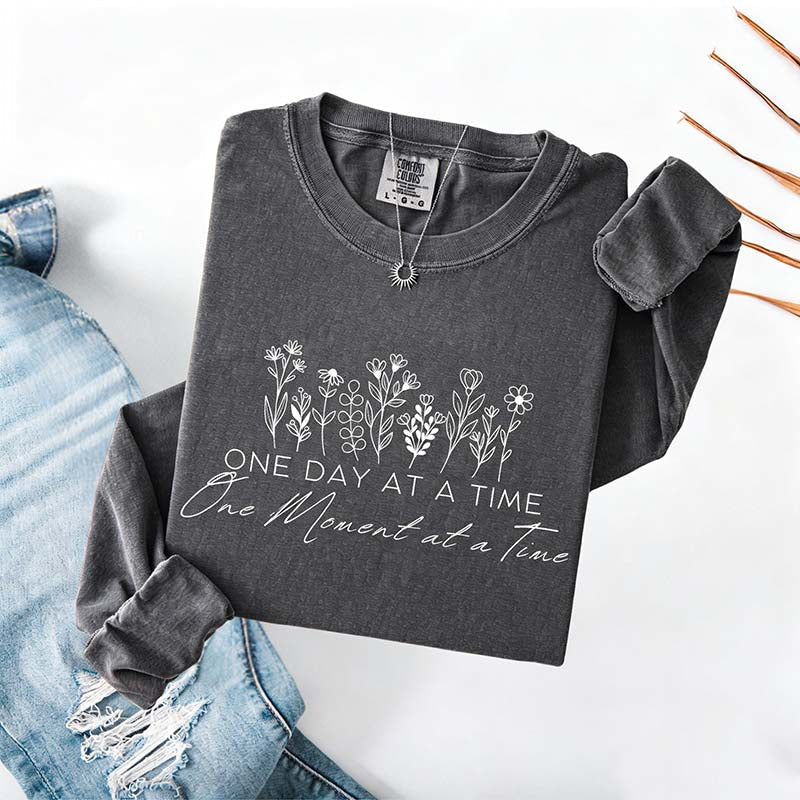 One Day At A Time Cozy Floral Sweatshirt