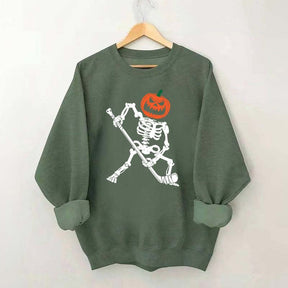 Skeleton Hockey Pumpkin Sweatshirt